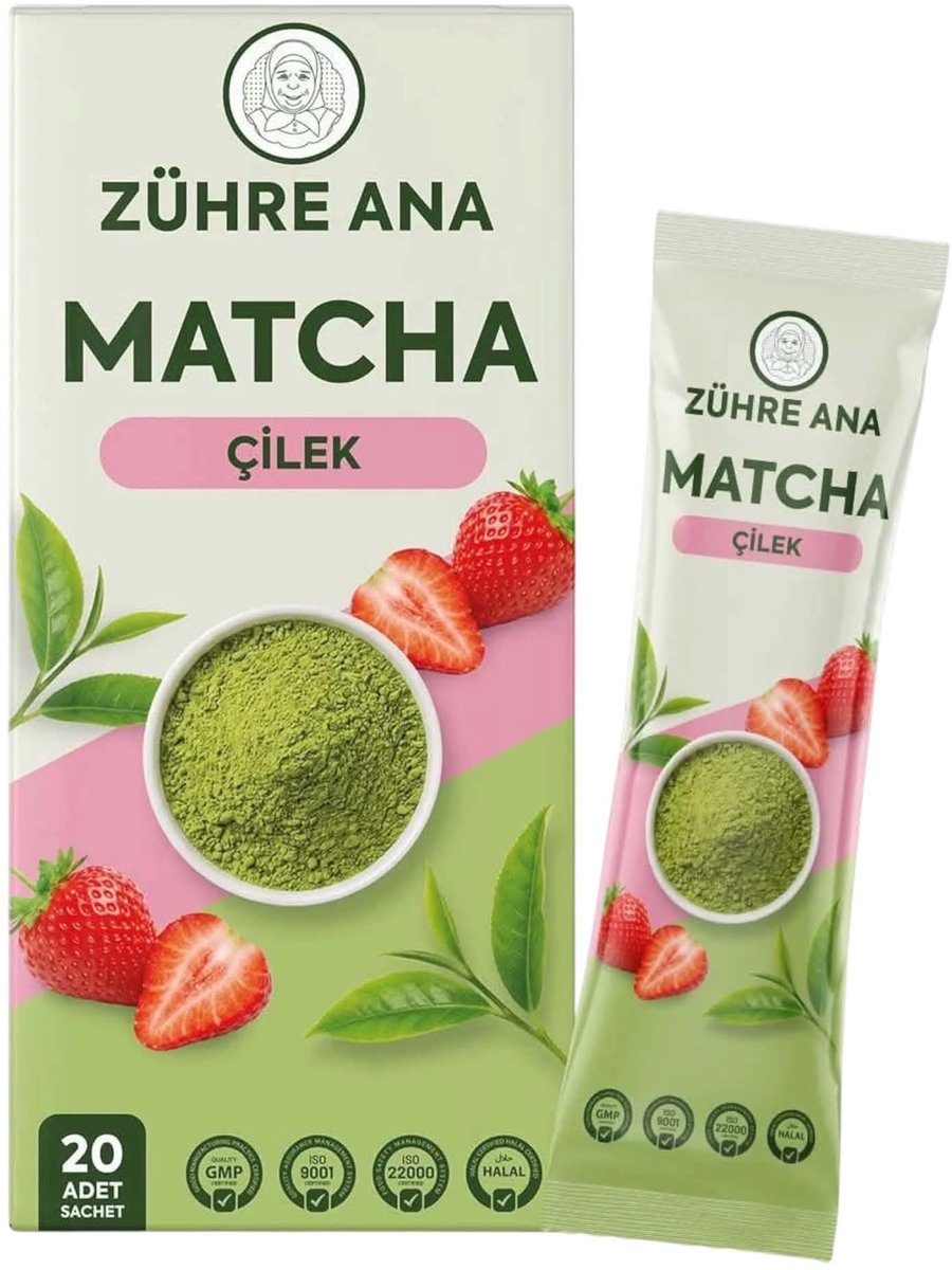 Zühre Ana Matcha Aardbei – Groene Thee met Spirulina & Aardbeiensmaak – 20 Sachets x 8 g – 160 g