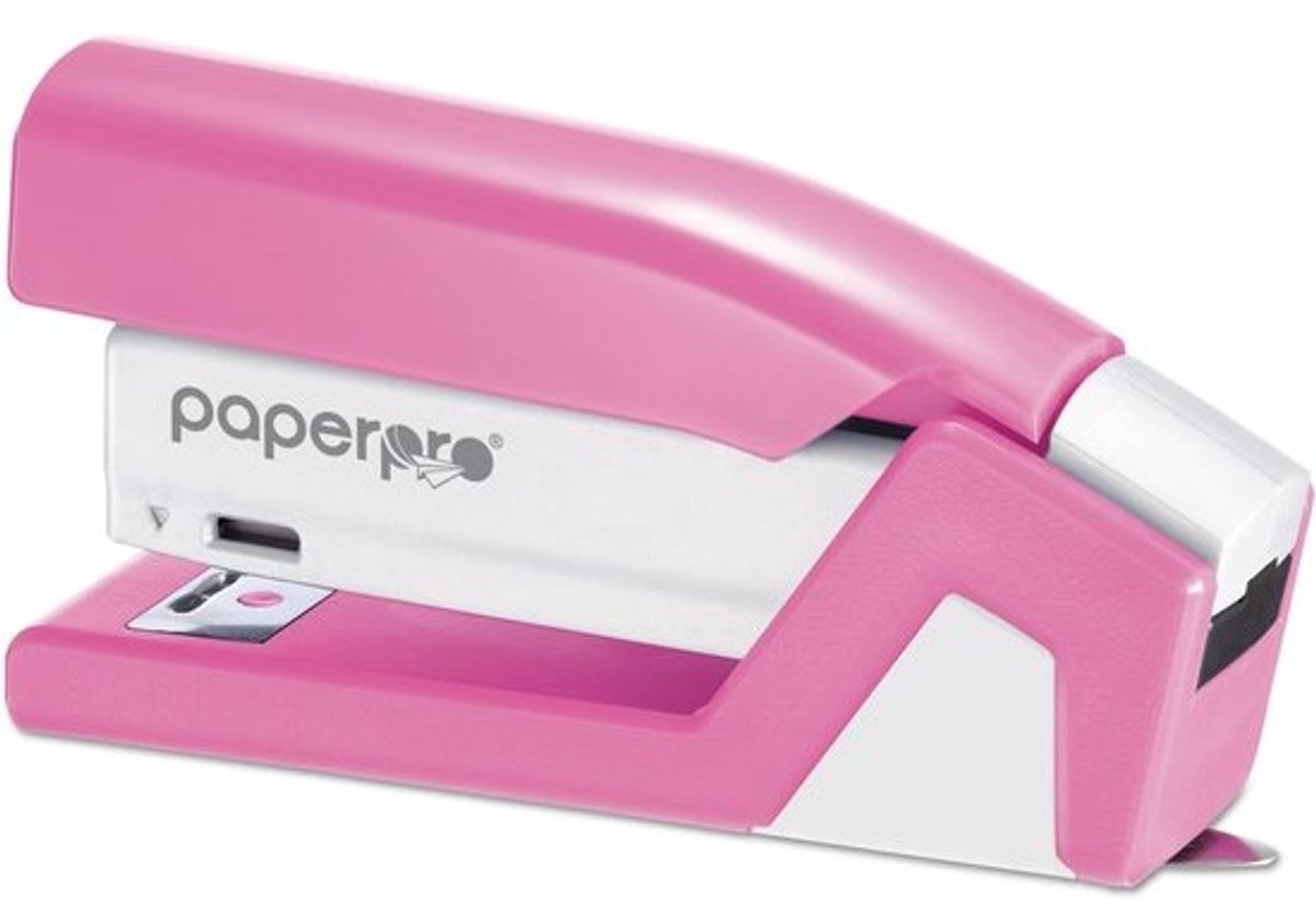 Compact nietmachine - Handnietmachine Bureaublad - Papier Snel Verwerken - Eén Vinger Bediening - 15 vel - Roze Wit