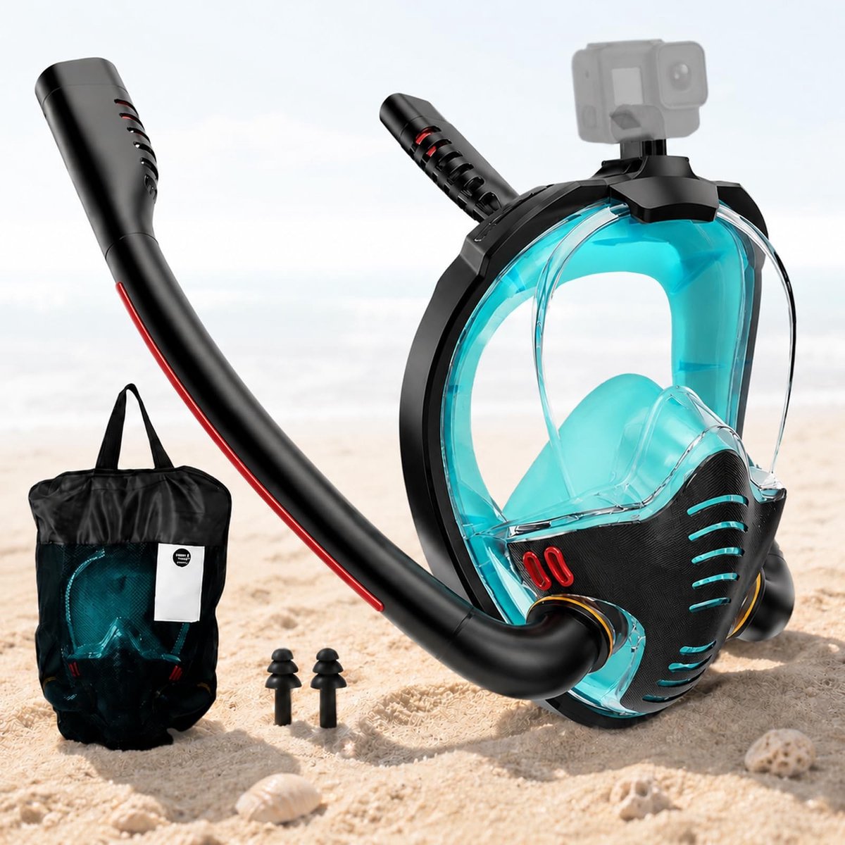 Duikmasker voor volwassenen - Dubbele snorkel, Groen