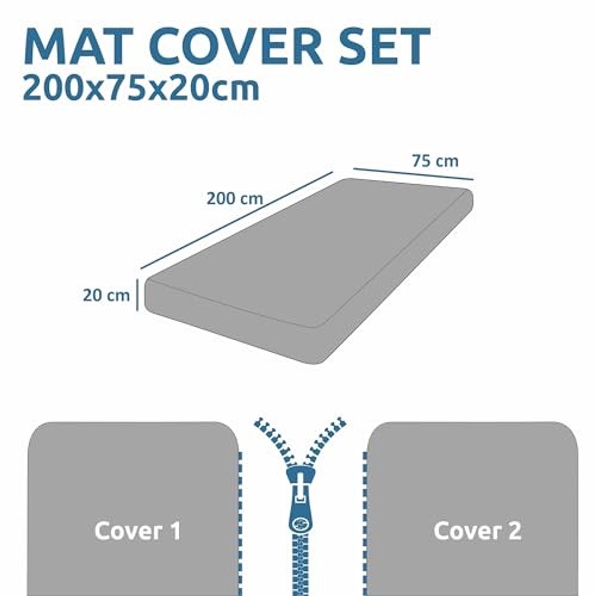 Mat Cover & Coupler - Set van 2 Fitted Sheets voor Slaapmatten - Grijs