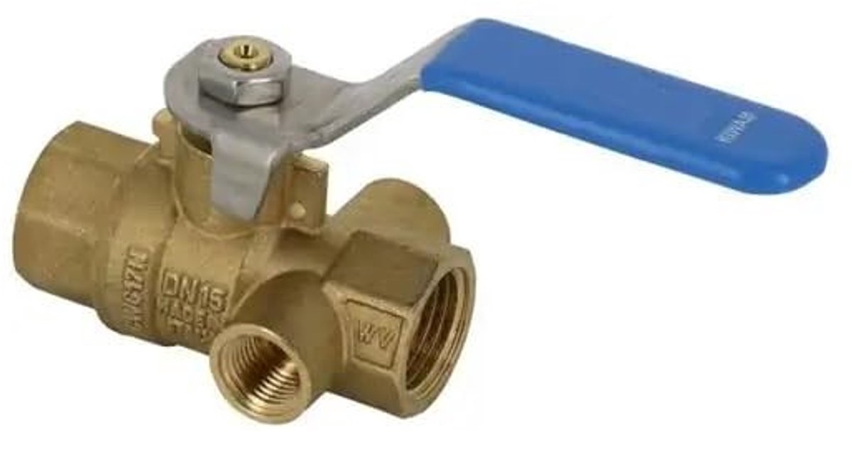 Kogelklep met 2 vrouwelijke draad aansluitingen - 3/4 inch met afvoer