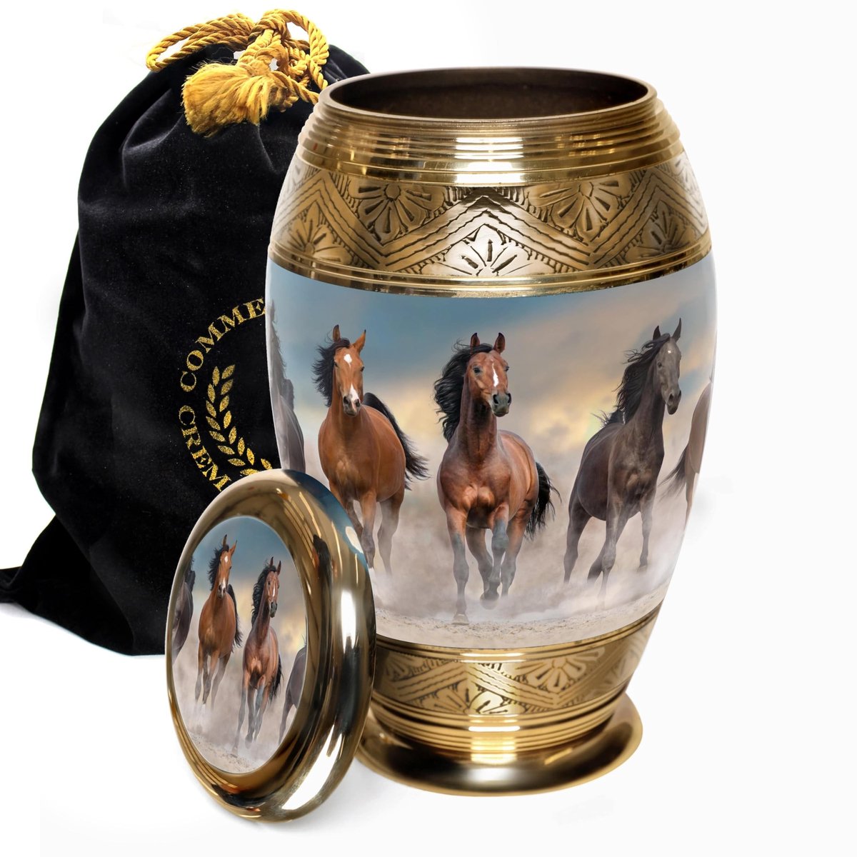Crematie Urn voor Volwassenen - Wild Horses Design - Groot of Klein