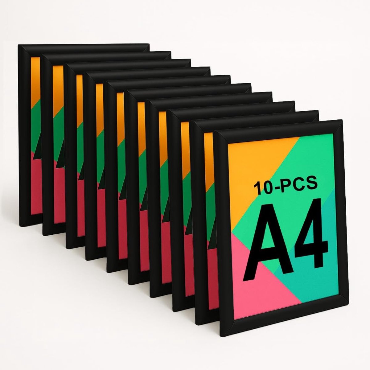 Snap Frame A4 - 10 Stuks - Zwart met Antireflecterende Folie