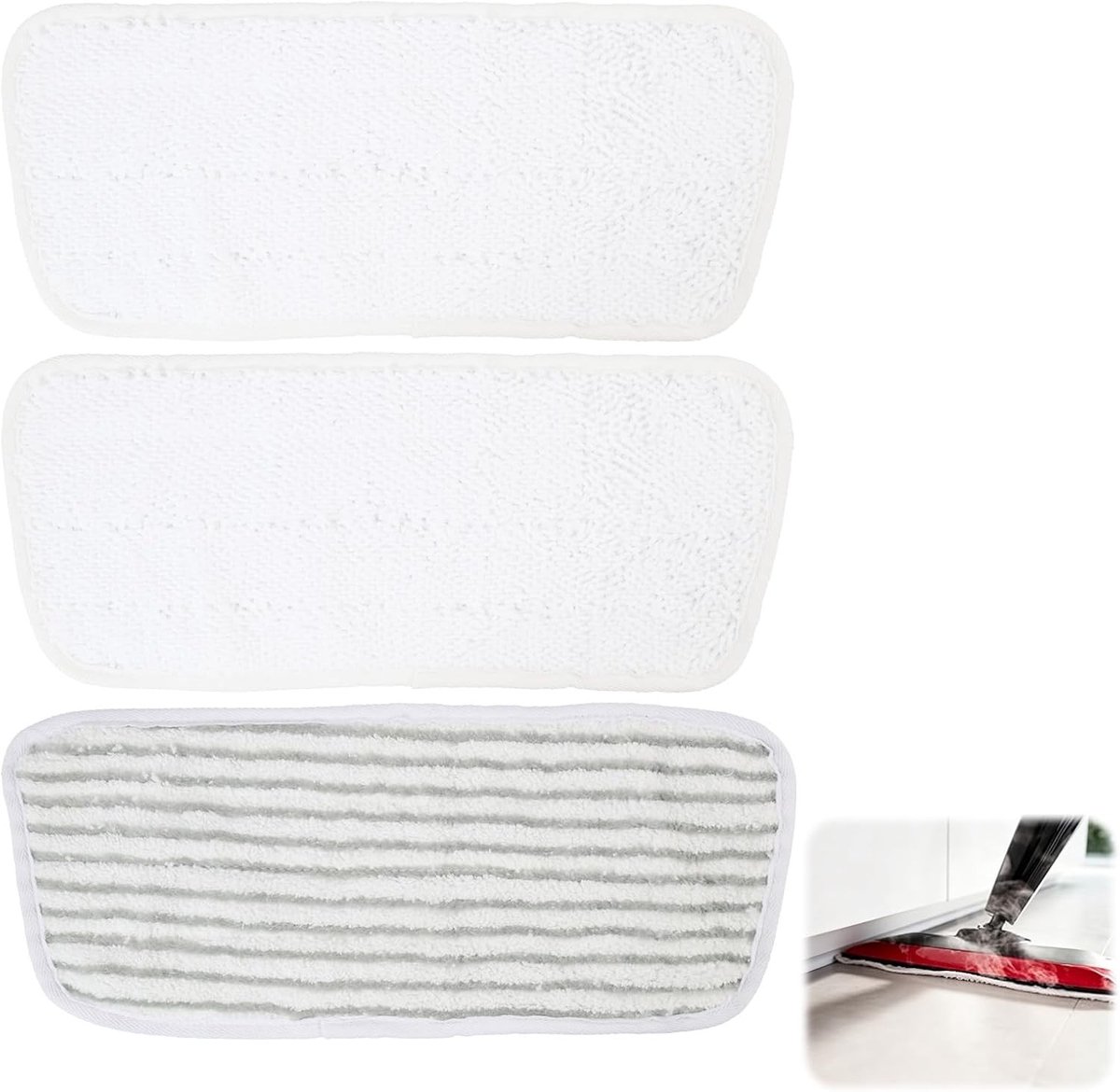 Set van 3 wasbare microvezel hoezen voor stoomreiniger, compatibel met Steam XXL, 2 witte en 1 grijze, ideaal voor grondige reiniging en onderhoud