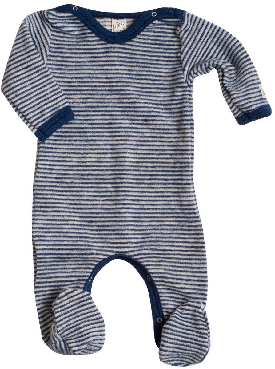 Fleece Overall voor Baby's - 100% Merino Wol - Blauw/Natuurlijk - Maat 86
