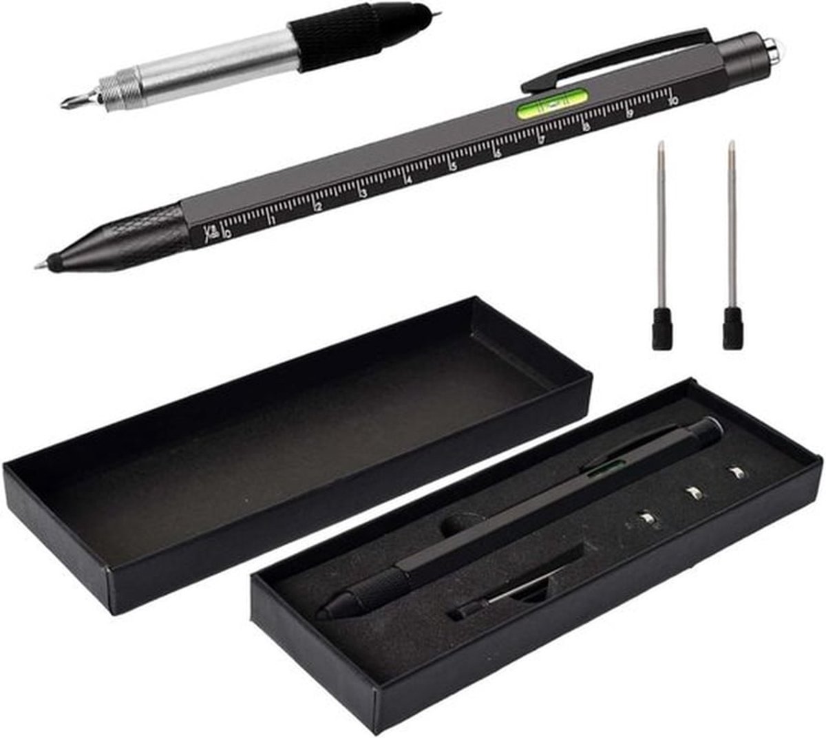 9-in-1 Multifunctionele Pen - Originele Cadeaus voor Mannen - Tactische Balpen met Liniaal - Schroevendraaier - Flesopener - Touchscreen Balpen - LED Zaklamp