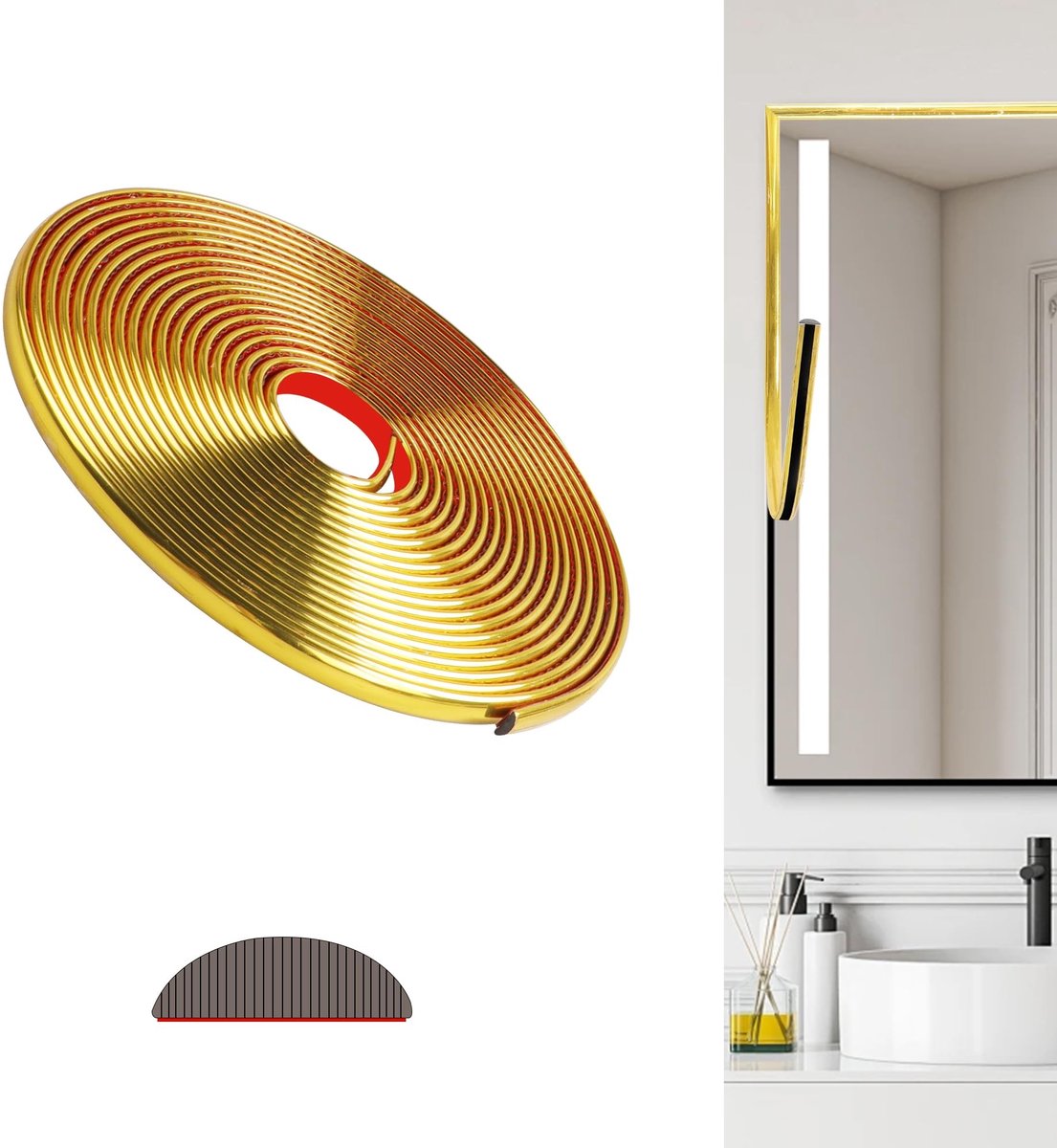 PVC Zelfklevende Wandstrip - 600 cm - Goud
