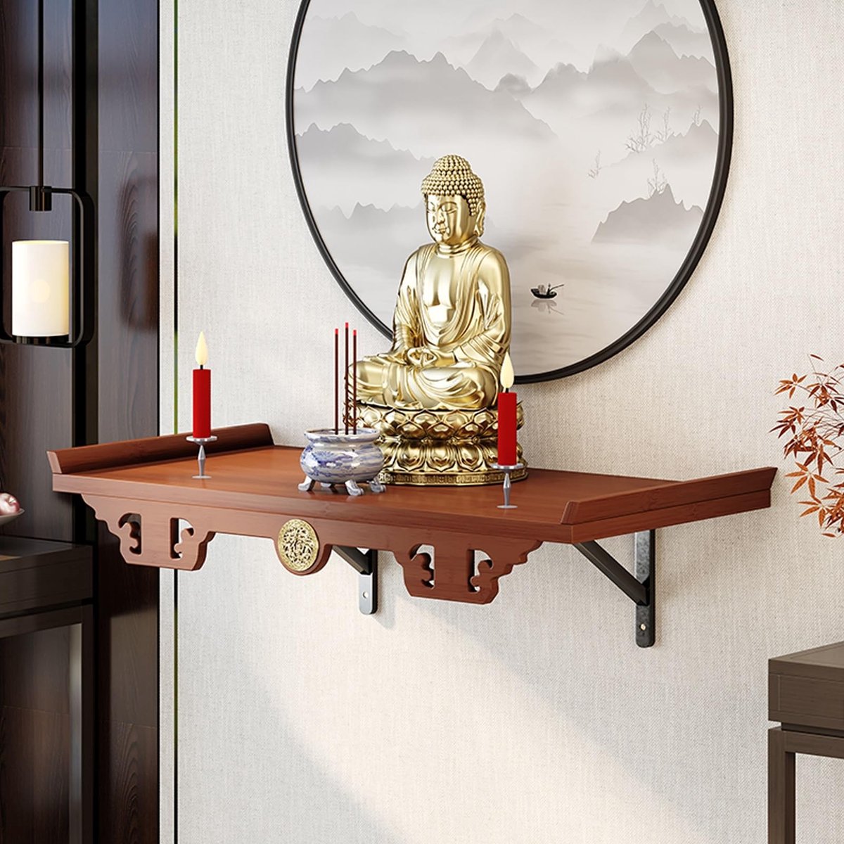 Wandmontage Boeddha Altaar Tafel - Multifunctionele Persoonlijke Shrine