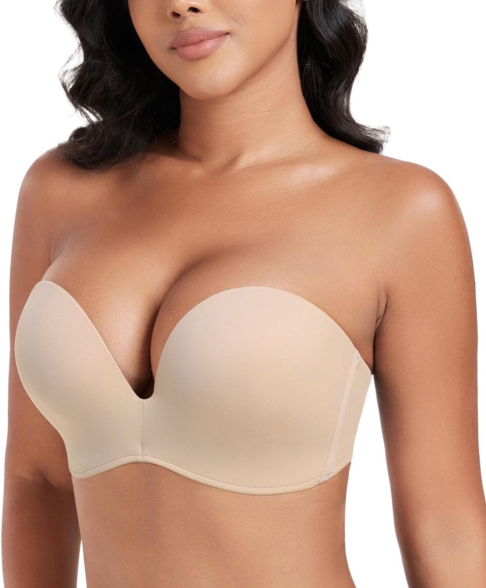 Push Up Bh Strapless Zonder Beugels - Beige