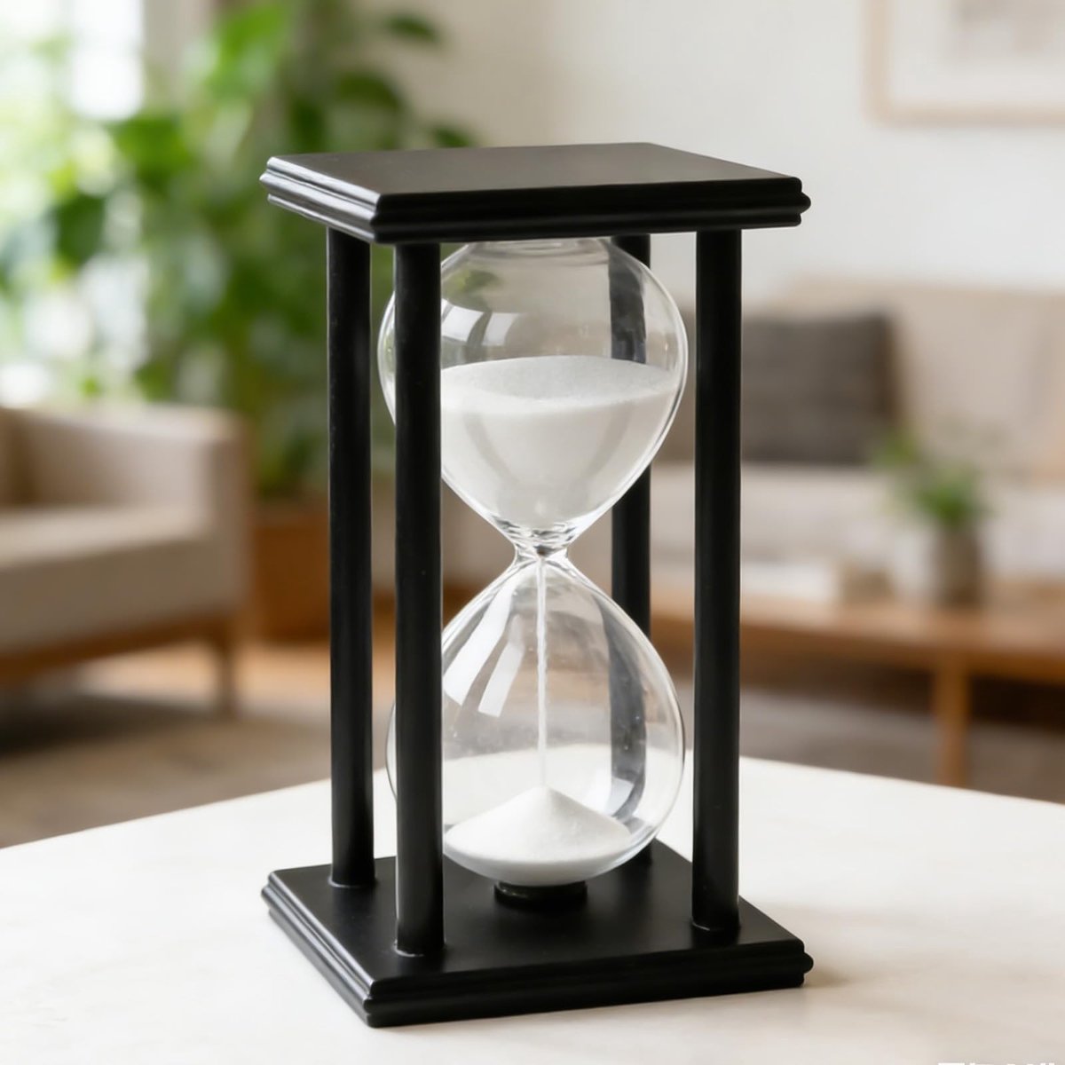 Zandloper 60 minuten - Houten frame zwart