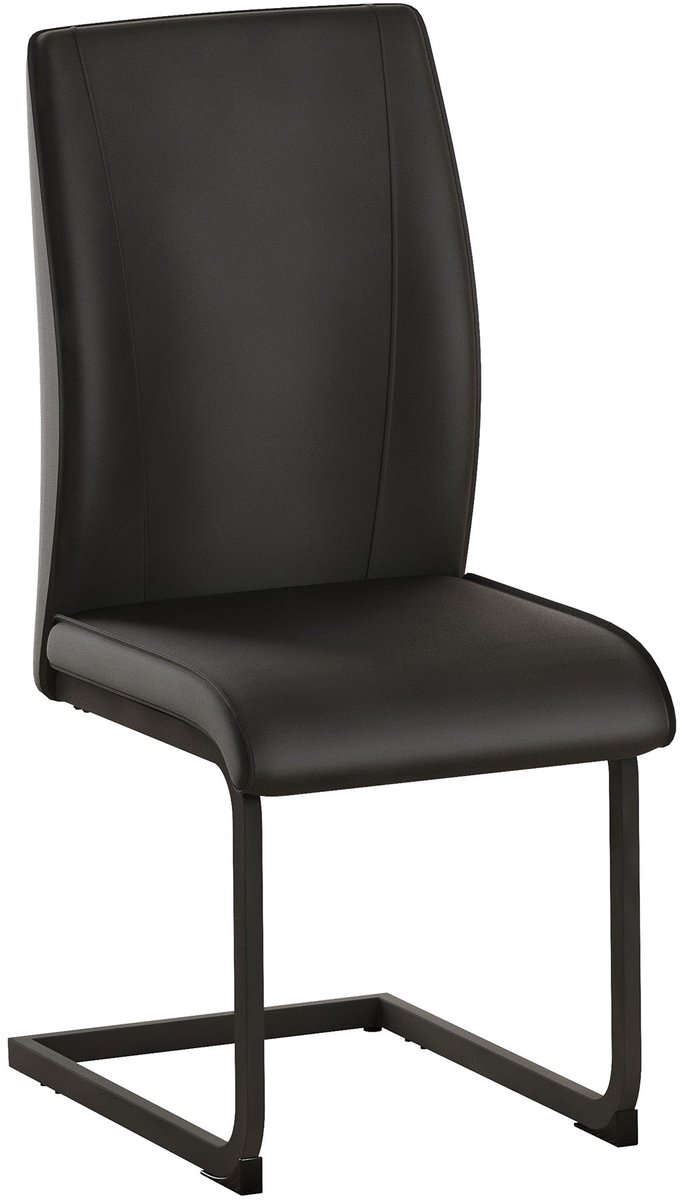 Merax Set Van 2 Zwarte Eetkamerstoelen – Kunstleer – Zwart Metalen Onderstel – Ergonomische Hoge Rugleuning