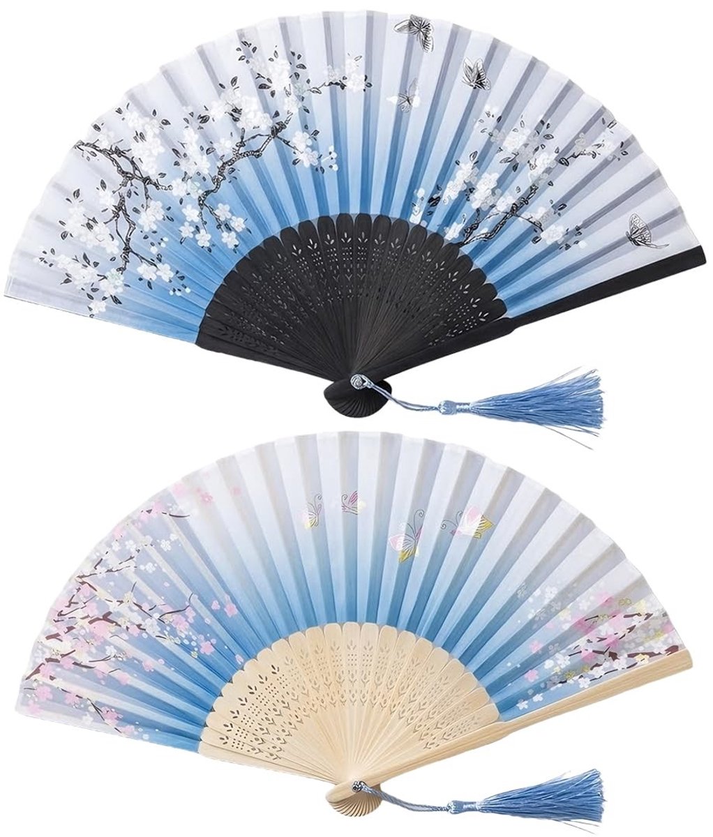 Set van 2 Vouwfans - Chinese Stijl met Bloemenpatroon