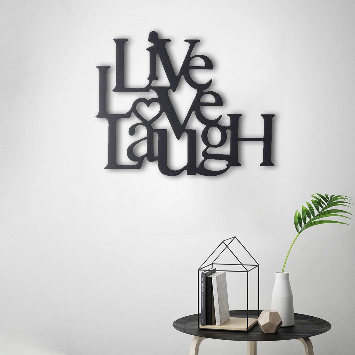 Wandmontage Metaal Woord Sculptuur - Live Love Smile - 40 x 49 cm