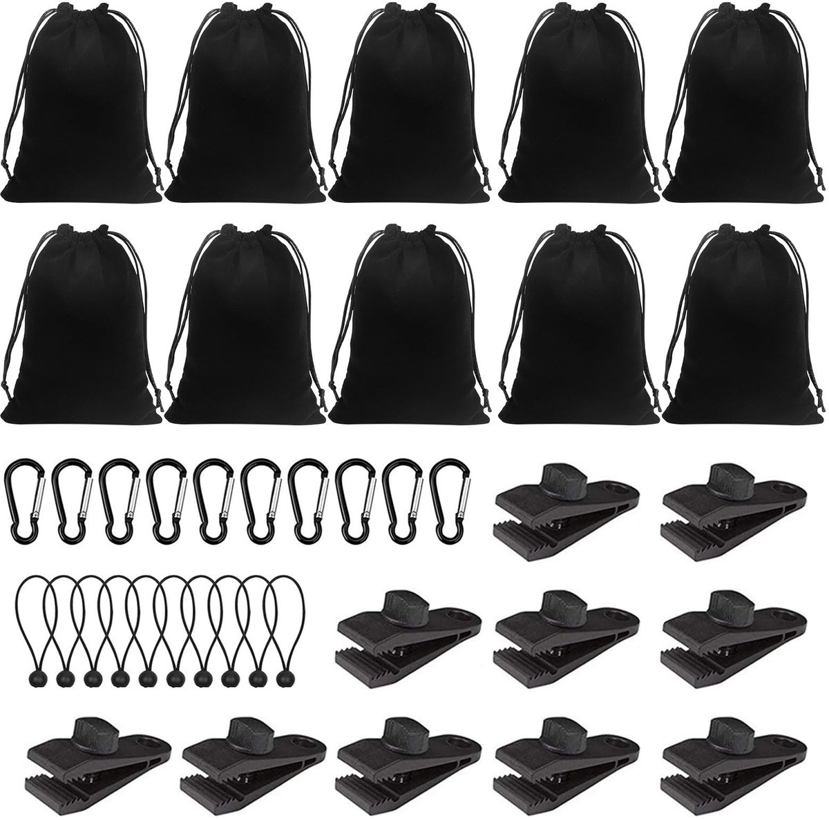 Draagbare Gewichtszakken - Set van 40 stuks met Clips en Bungee Koorden