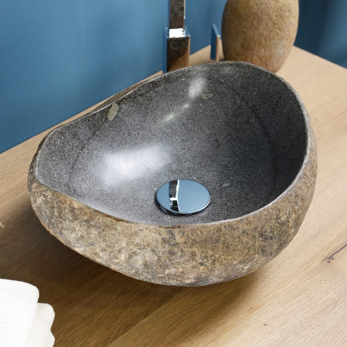 Ronde Wastafel van Natuursteen - 30-39 cm Grijs
