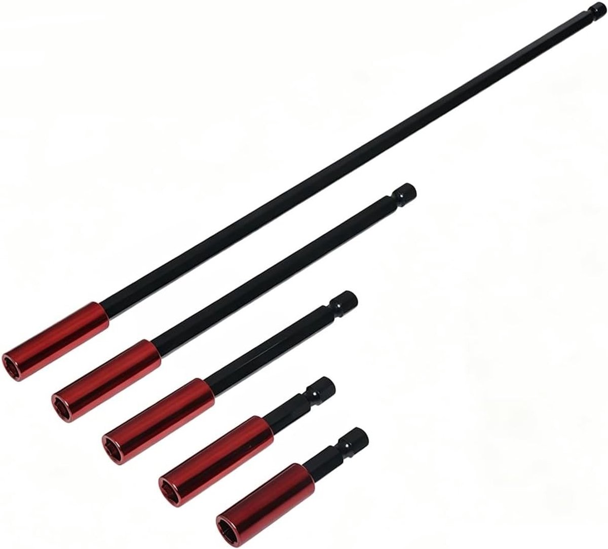 Set van 5 Magnetische Bit Houder met Hex Shank en Verlenging voor Accuschroefmachines en Boormachines - 300 mm Lange Bit Extensies voor Precisiewerk