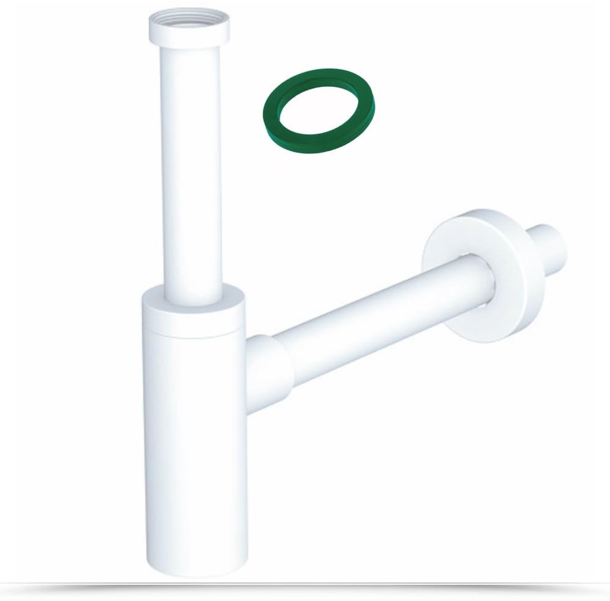 Siphon voor wastafel en bidet - Minimalistisch rond - Mat wit