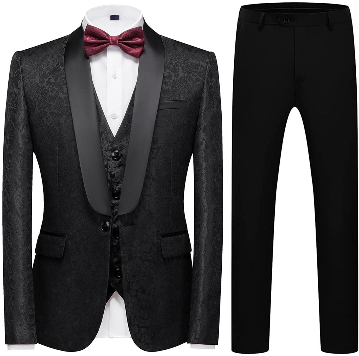 Heren Tuxedo 3-delig - Slim Fit met Eén Knoop - Zwart