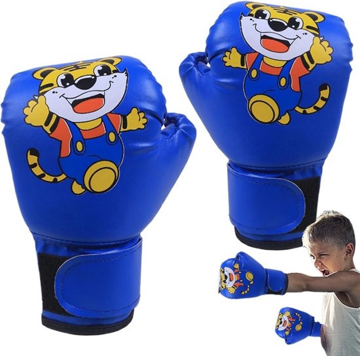 Kinder Bokshandschoenen - Vechtsport handschoenen - Sport Training - Ergonomisch Ontwerp - 3-12 Jaar - Blauw