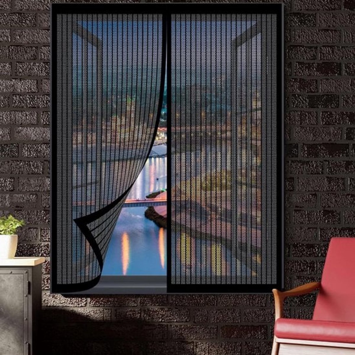 Vliegengaas Raamhor - Insectengaas Klamboe - Muggen Buiten Houden - Automatisch Sluitend - 80 x 200 cm - Zwart