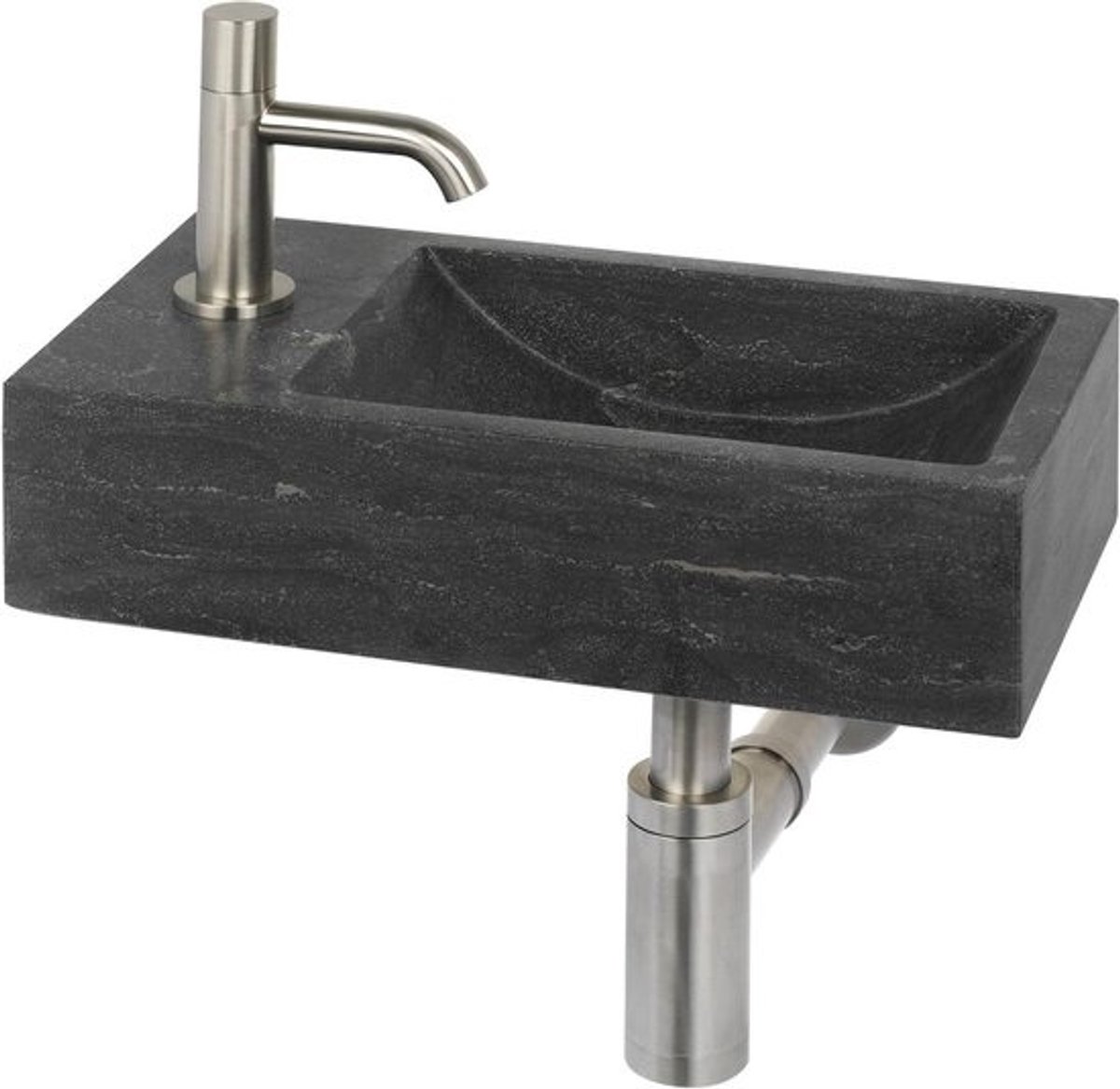 Fonteinset met Kraan - Toilet fontein Wastafelmeubel - Toiletruimte Inrichten - Natuursteen Uniek - 1 Stuk - Natuursteenlook