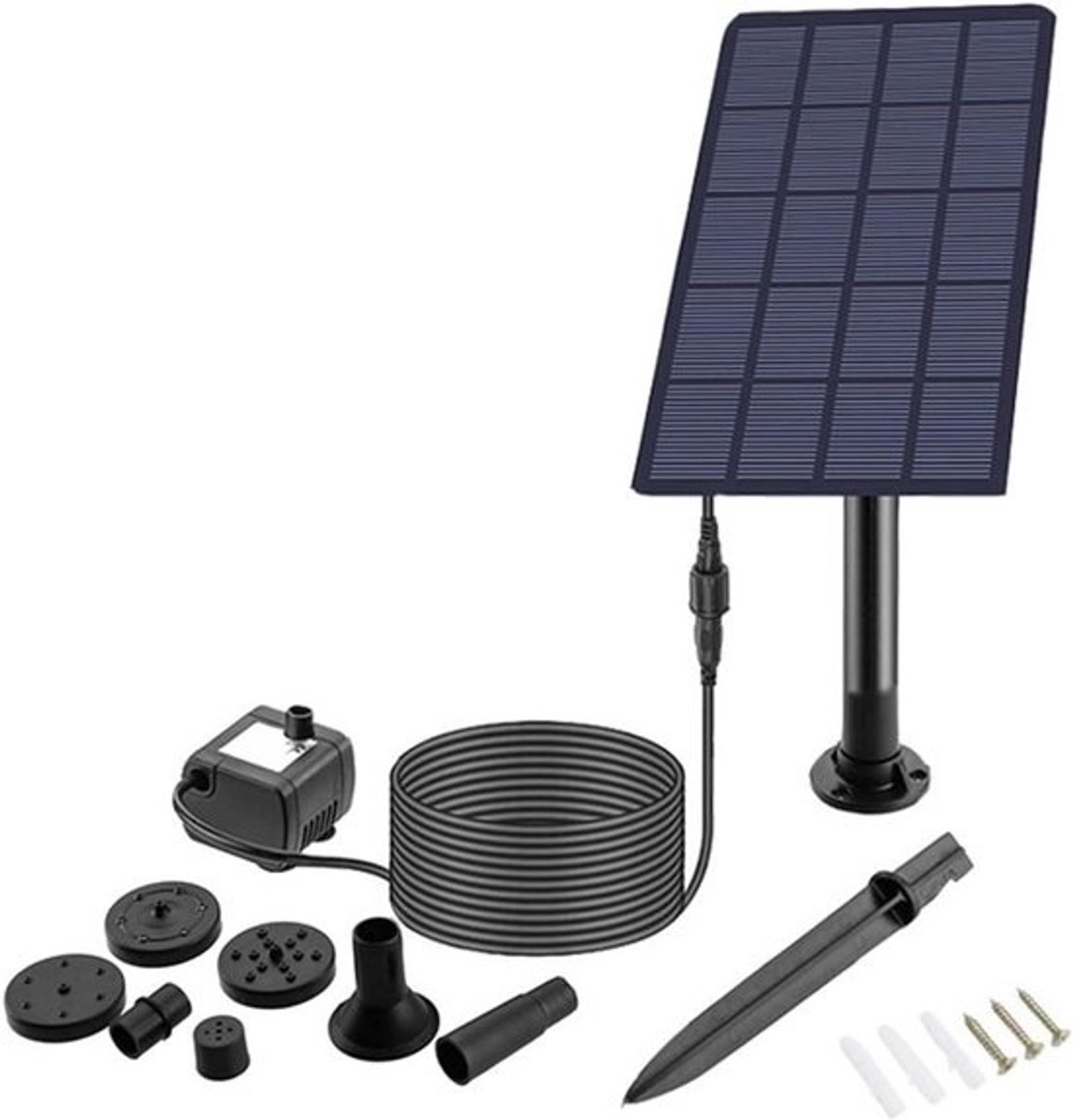 Zonnepomp - Fontein pomp - Tuin decoratie - Automatische werking - 2.5W - Zwart
