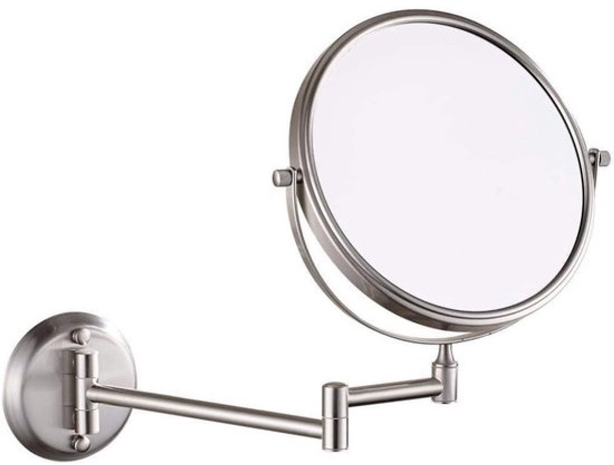 Wandmake-up Spiegel - Verstelbare Spiegel - Gedetailleerde Verzorging - Dubbelzijdig Vergroting - 8 inch - Nikkel