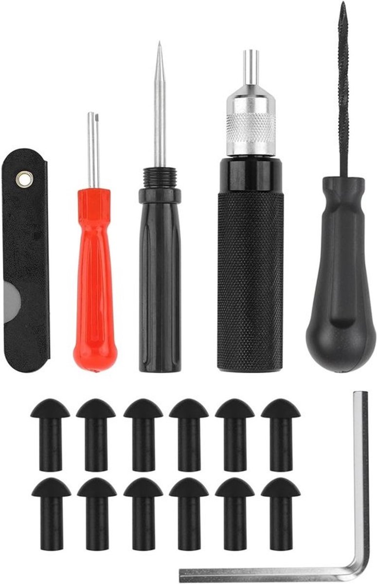 Bandenreparatieset - Motorbanden set - Snel banden repareren - Geen wiel demontage - 7 stuks - Zwart