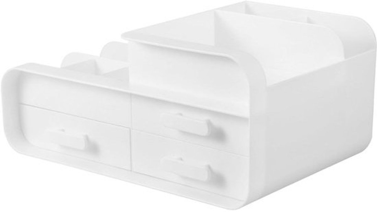 Make-up Organizer - Huidverzorging Opbergkoffer - Bureau Organiseren - Met Laden - 28cm Breed - Wit