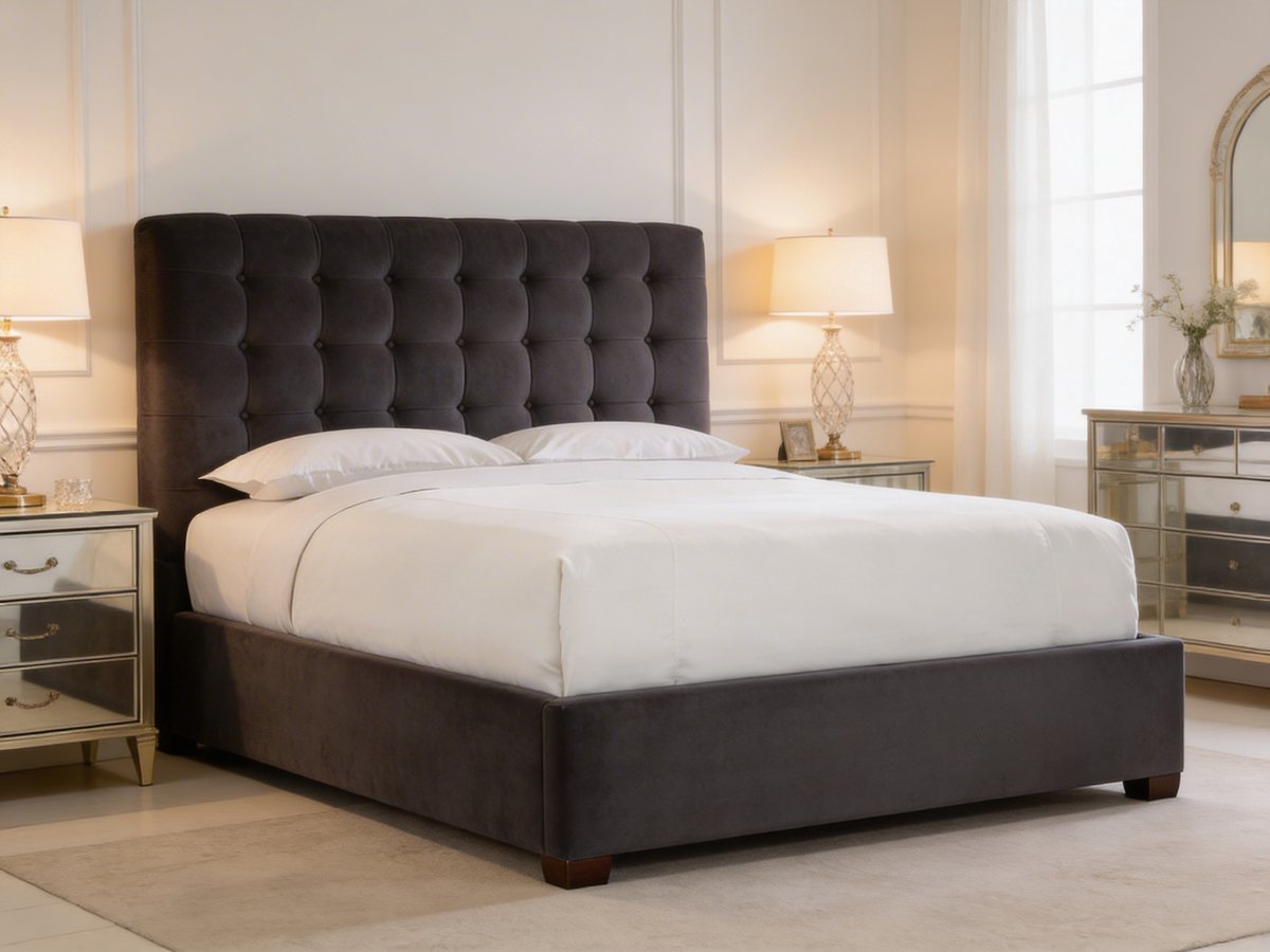 Bellavue Brown Boxspring – Koningstijl – Luxe Bruine Boxspring – Elegant Design Bed – Comfortabel Hotelbed