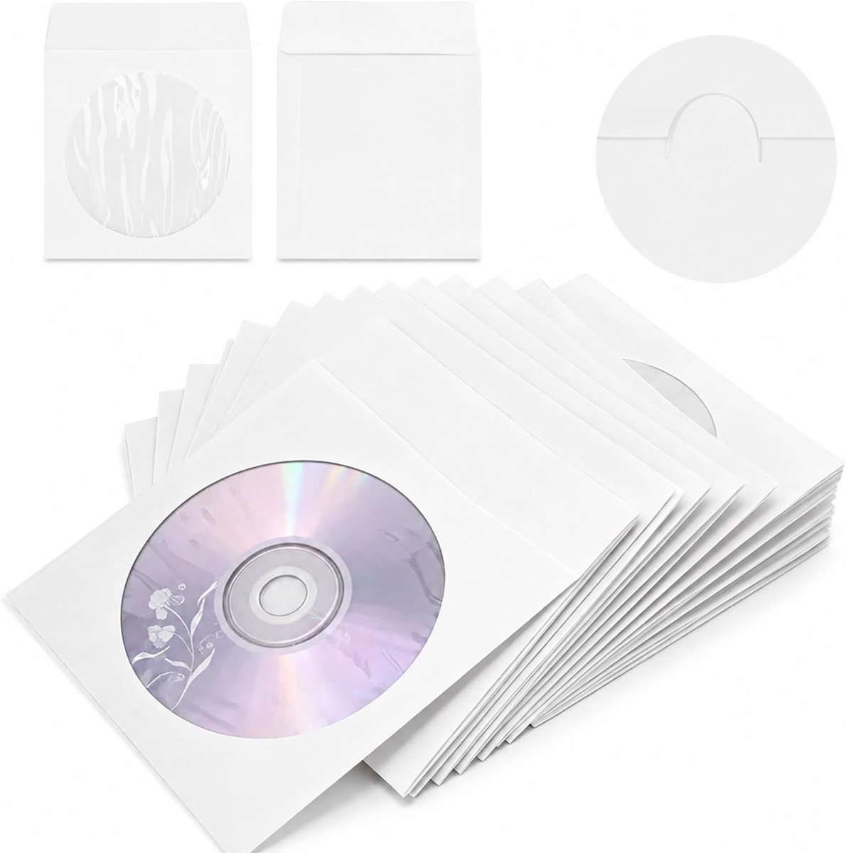 100 stuks herbruikbare CD-hoezen met helder venster voor 12 cm DVD's en schijven, stevige opslagoplossing voor thuis en onderweg