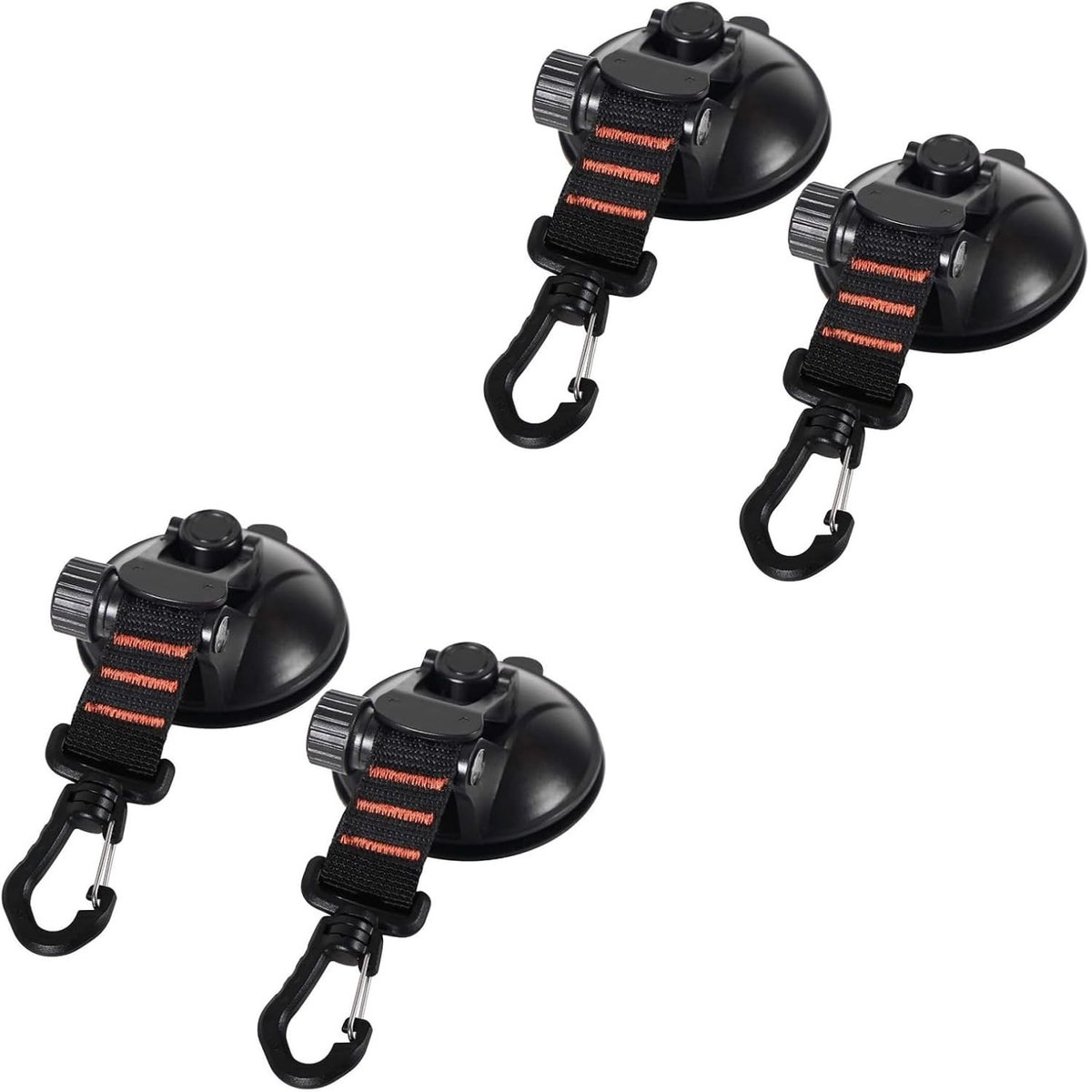 4 Stuks Extra Sterke Zuignappen met Bevestigingshaken voor Camping en Auto, Ideaal voor Tent, Luifels en Dekzeilen