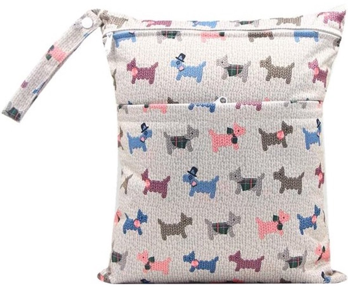 Luiertas - Wetbag Natte Tas - Baby Verzorgen - Dubbele Rits - 30 x 36 cm - Puppygrijs