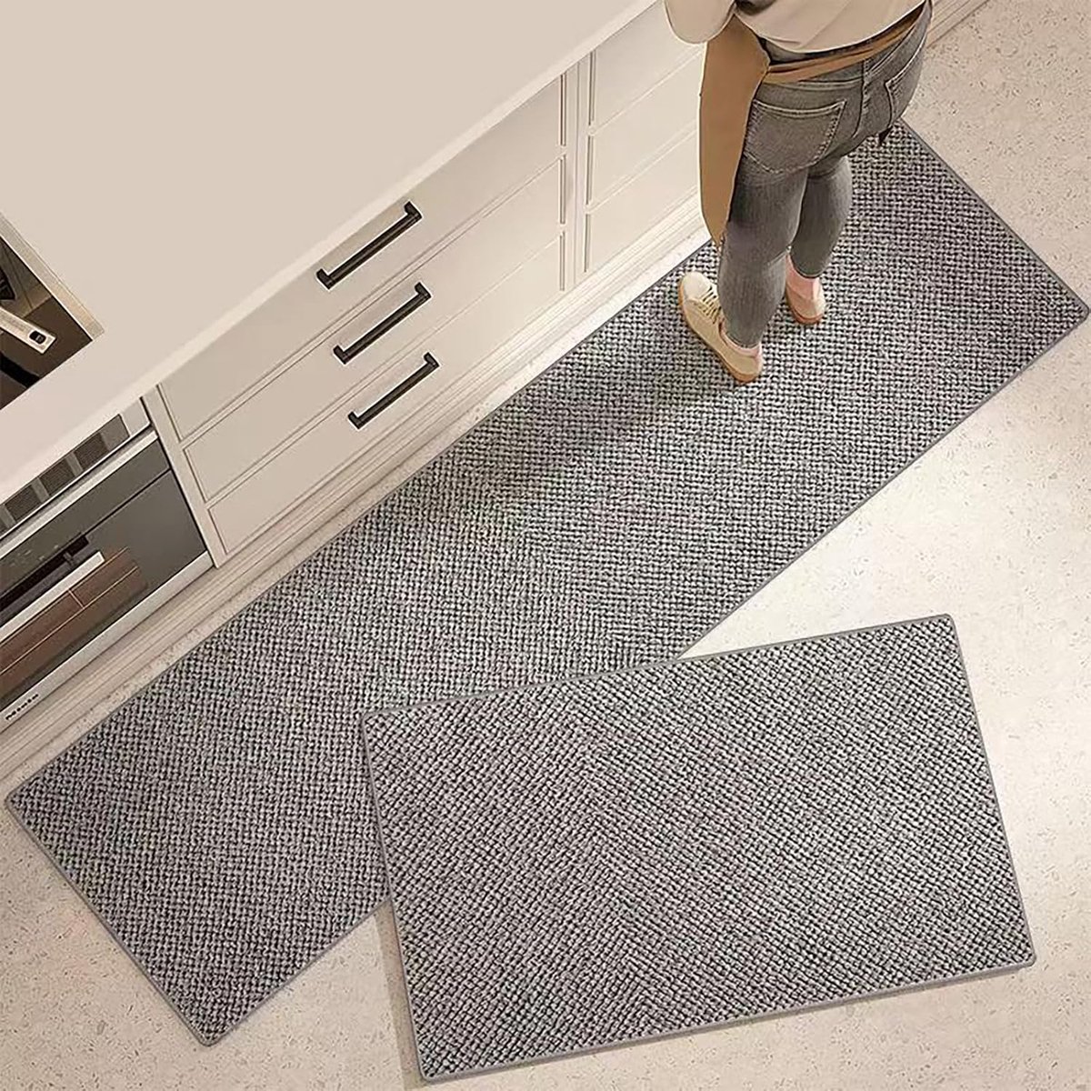 KZQ Keukenloper 2 Delig Wasbaar Antislip Oliebestendig Waterdicht Grijs 40x60 En 40x120 Cm