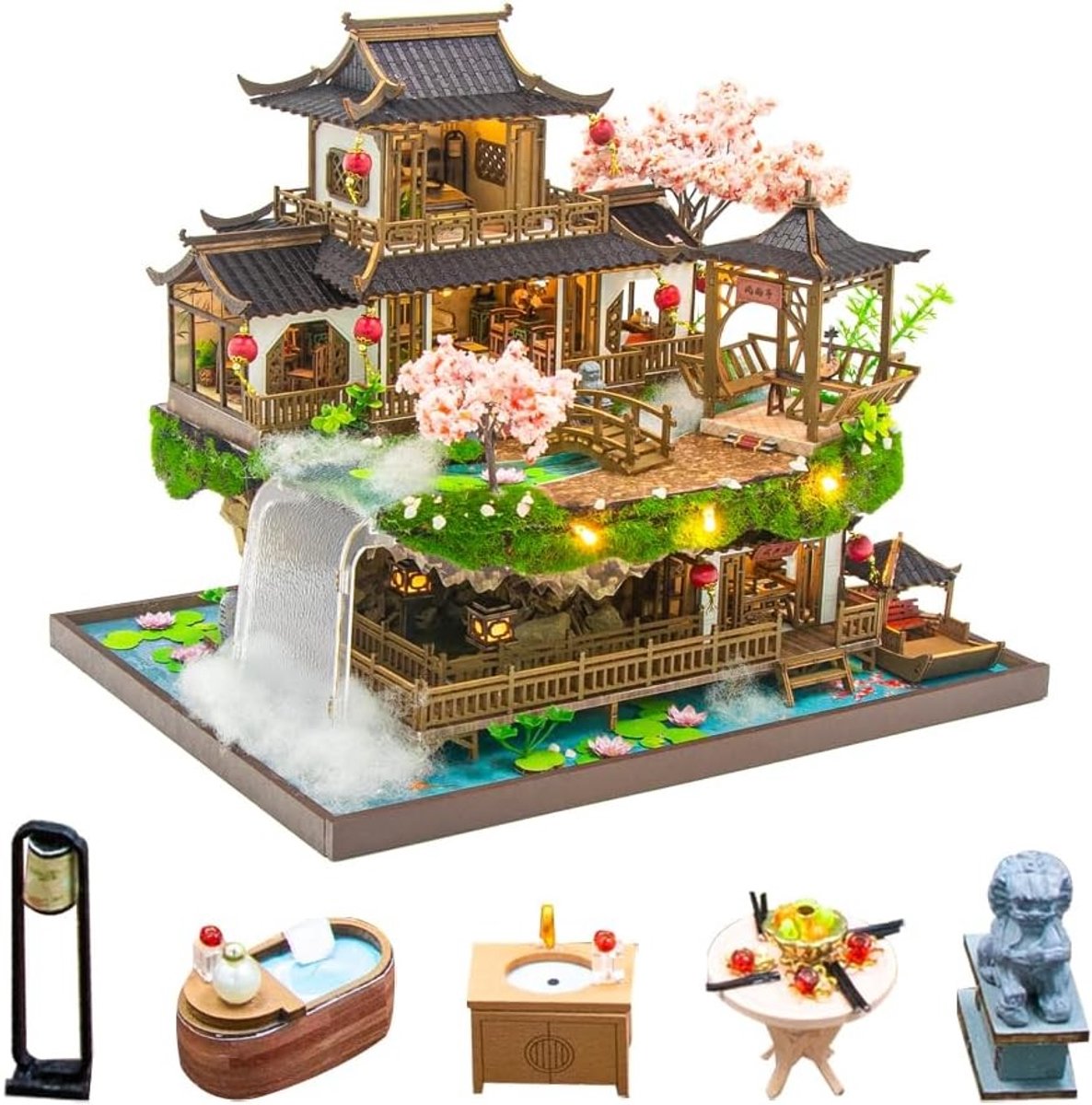 Miniatuur Poppenhuis met Meubels en LED Verlichting, Creatieve DIY Kit 1:24 voor Romantische Verjaardag en Kerstcadeaus