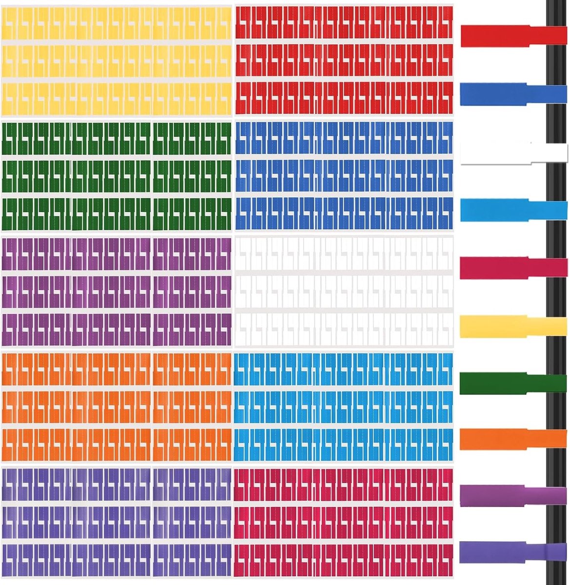 900 zelfklevende kabellabels in 10 kleuren - Beschrijfbare kabelmarkering voor effectief kabelmanagement en organisatie