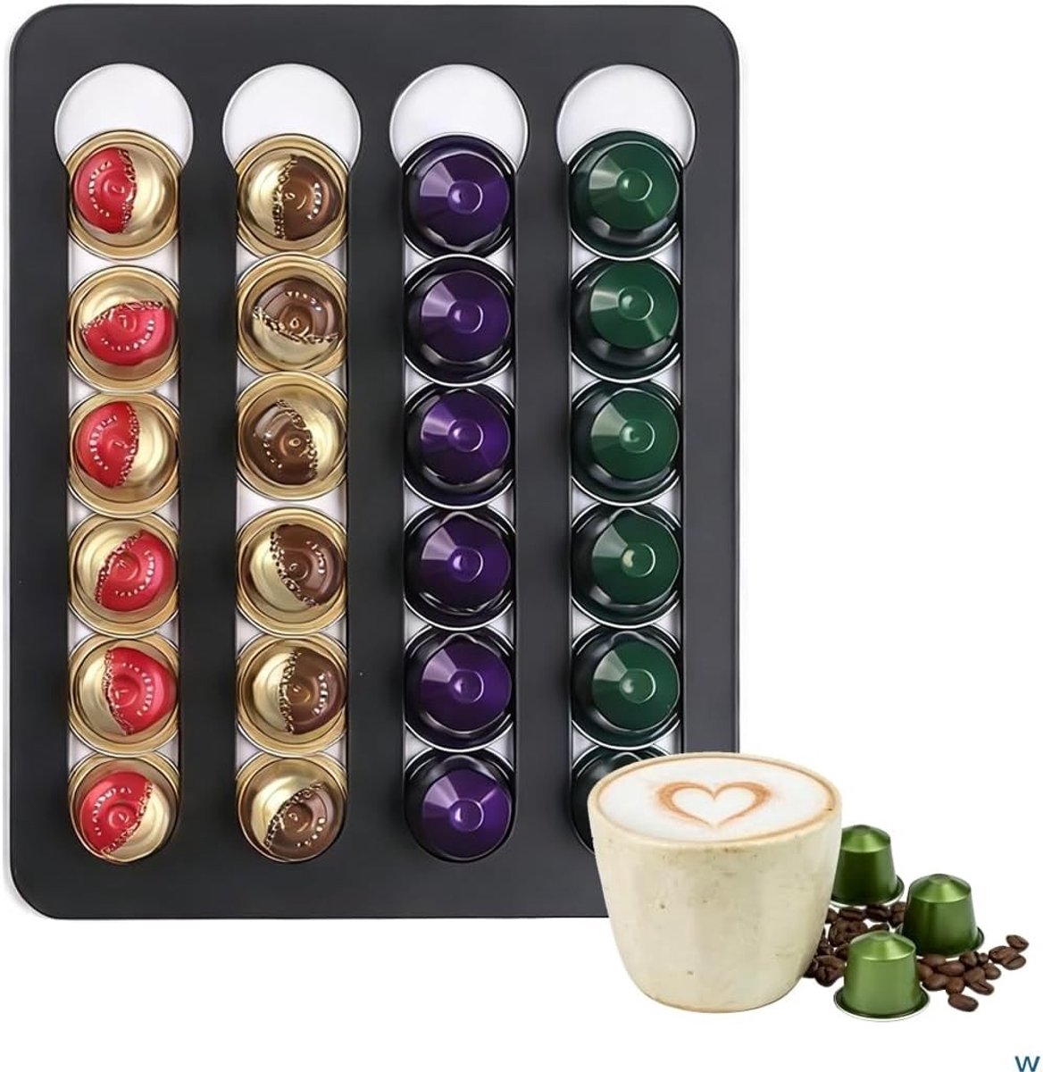 Koffiecapsulehouder voor 20 Nespresso capsules, wandhouder zonder boren, georganiseerd en ruimtebesparend