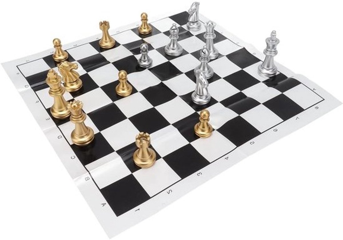 Schaakspel - Bordspel - Familie Spel - Draagbare Opbergdoos - 32 Stukken - Gouden Doos