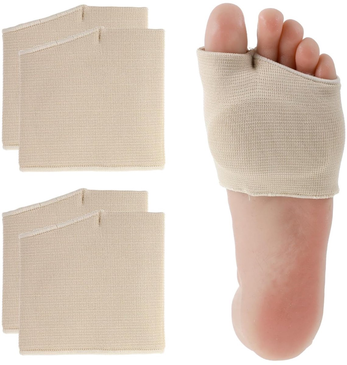 Metatarsale Kussens voor Voorvoet, Herbruikbare Gel Pads voor Comfort tijdens Wandelen, Hardlopen en Klimmen - Unisex (beige, Maat L)