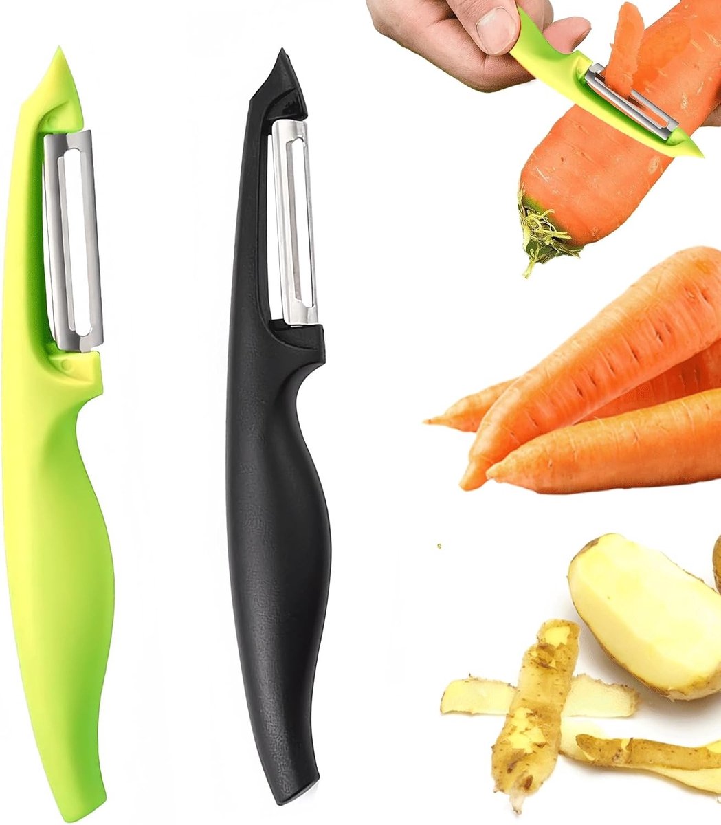 Ergonomische Aardappel- en Groente Schiller met Comfortabele Grip - Set van 2 voor Links- en Rechtshandigen, Ideaal voor Asperges en Meer