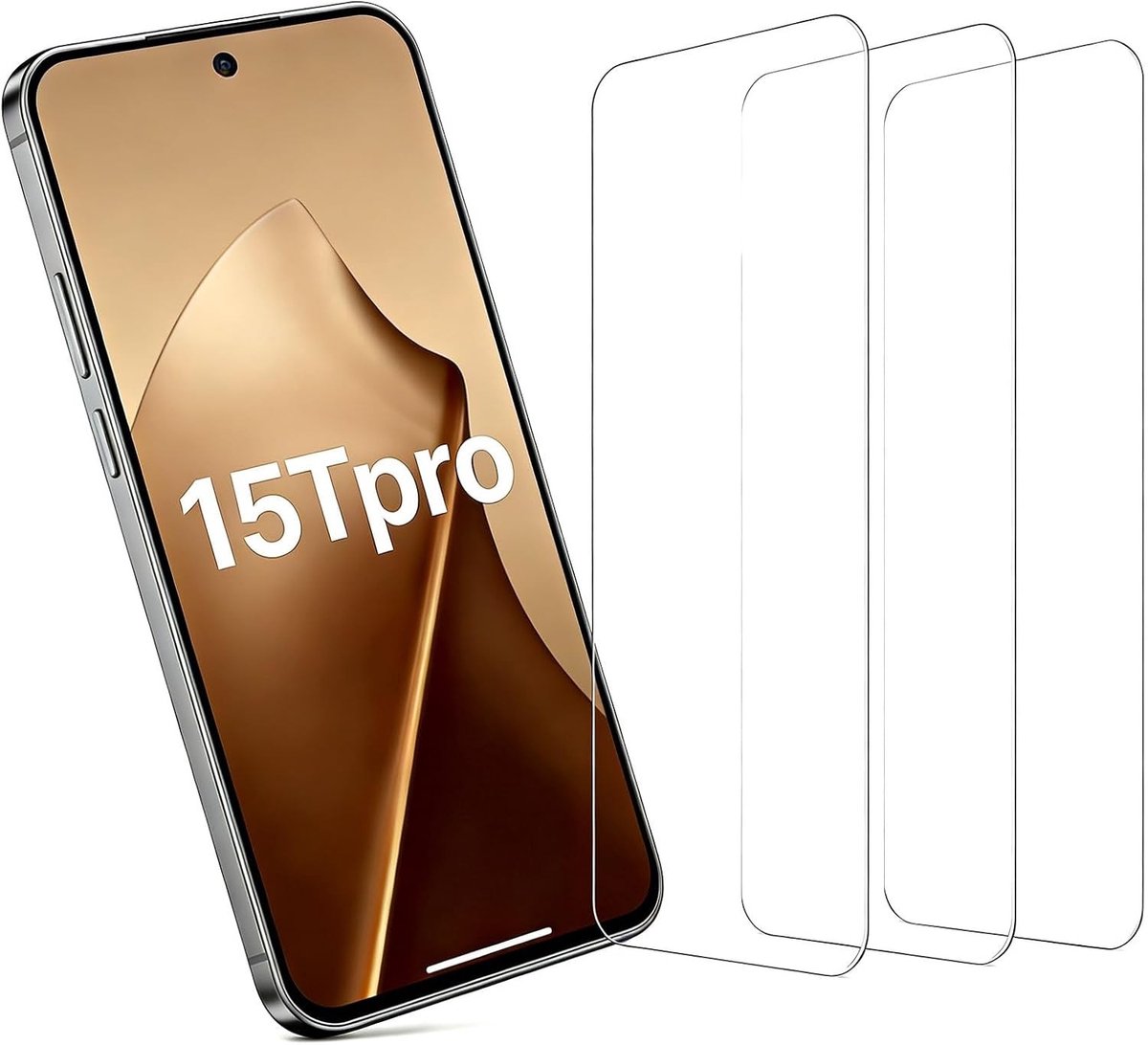 Set van 3 Compatibele Tempered Glass Screen Protectors voor Xiaomi 15T Pro 5G, 9H Hardheid, Vingerafdruk Ondersteuning en Krasbestendig