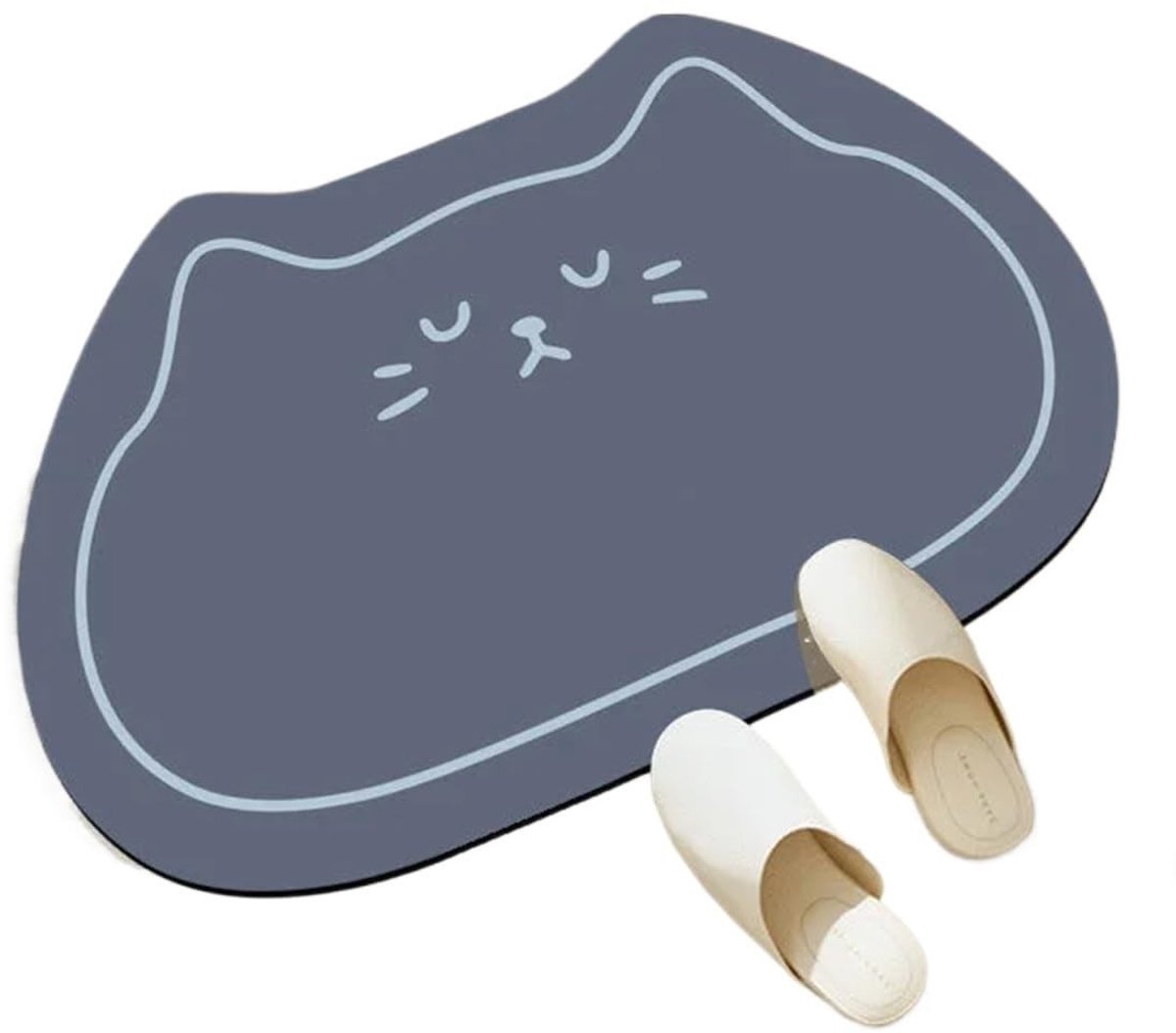 Badmat van diatomiet - Kattenvorm - Antislip en sneldrogend - 50 x 80 cm