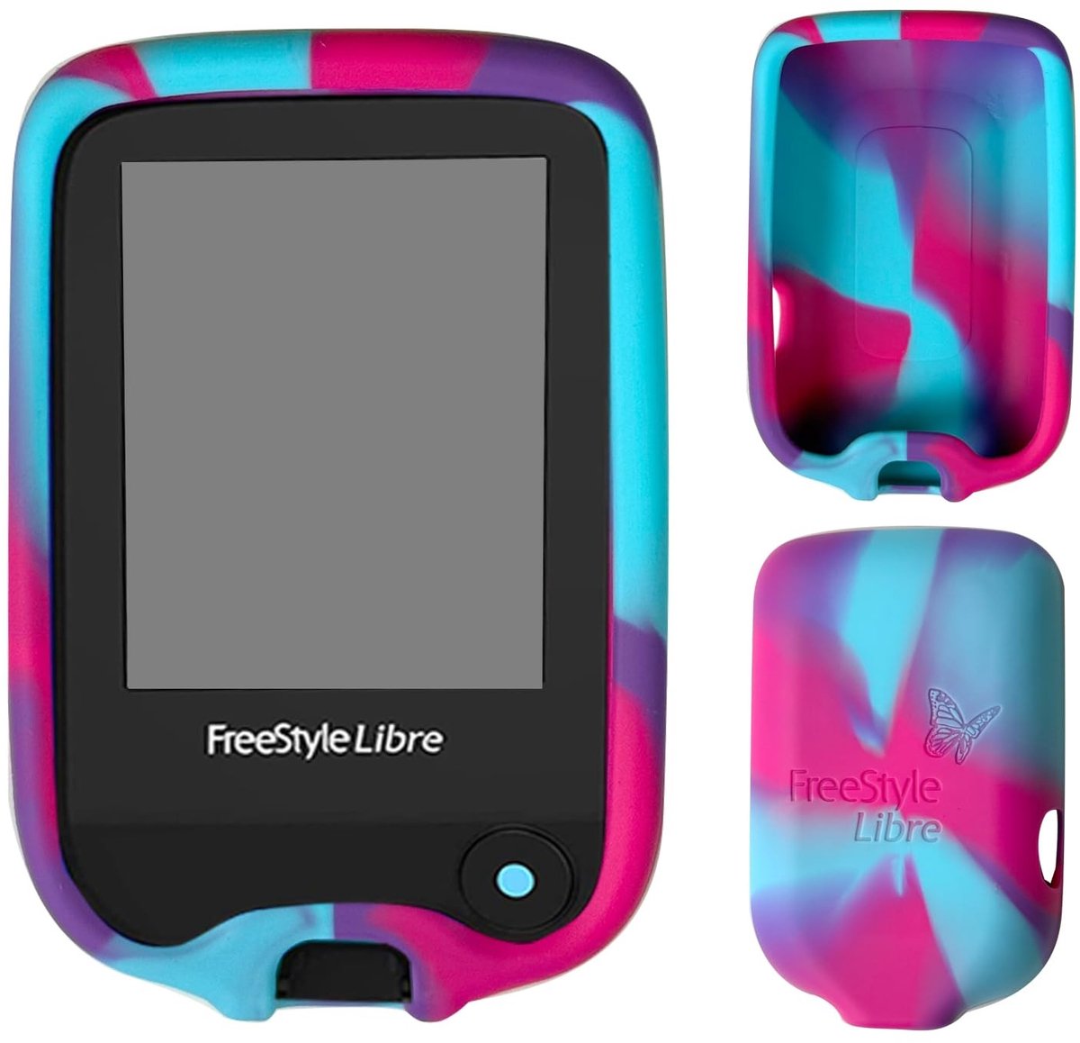 Beschermcase voor Freestyle Libre 1/2 - TPU Silicone - Roze/Blauw