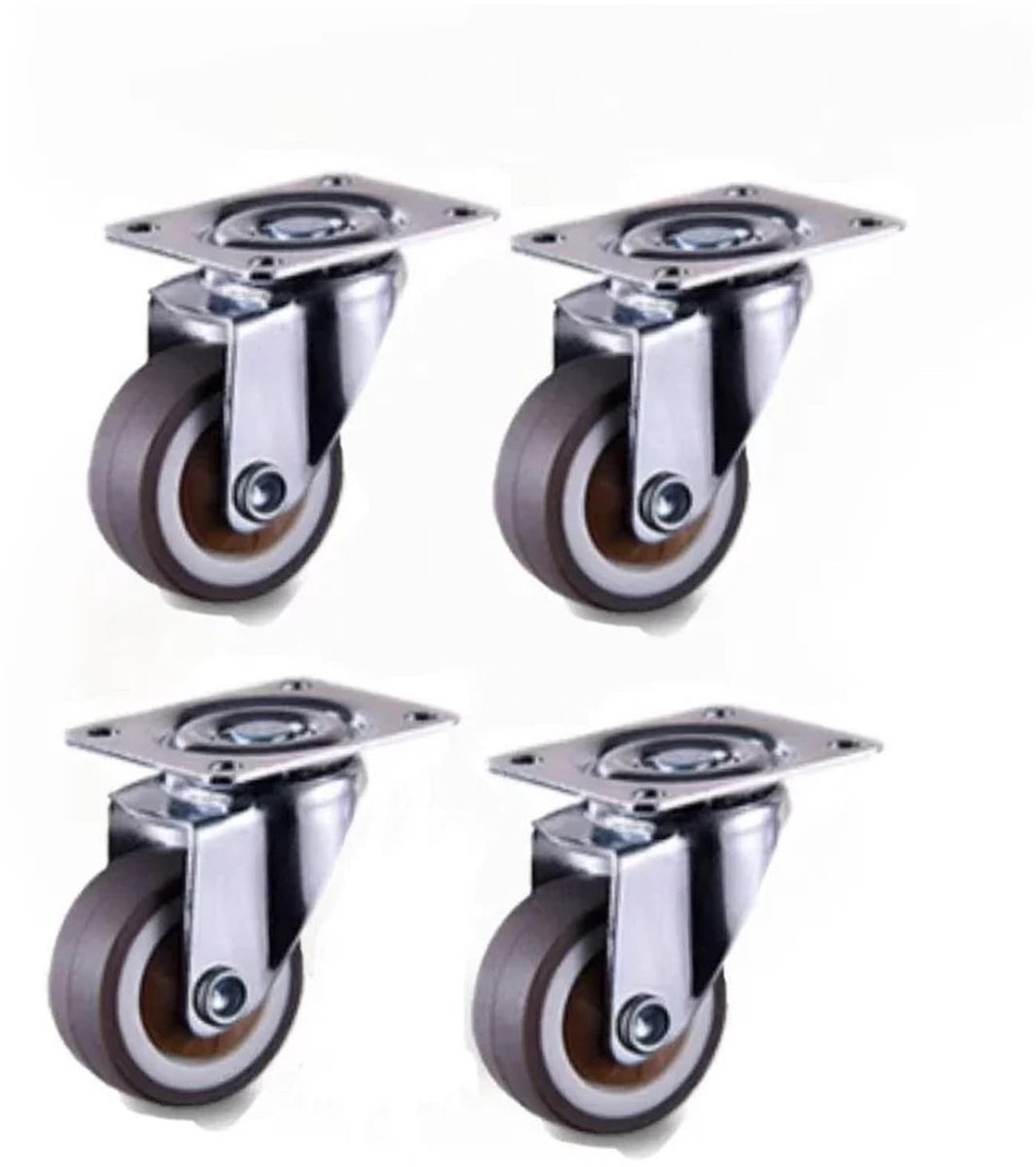 Zwenkwielen Set - 4 Stuks Zacht Rubber - Universeel