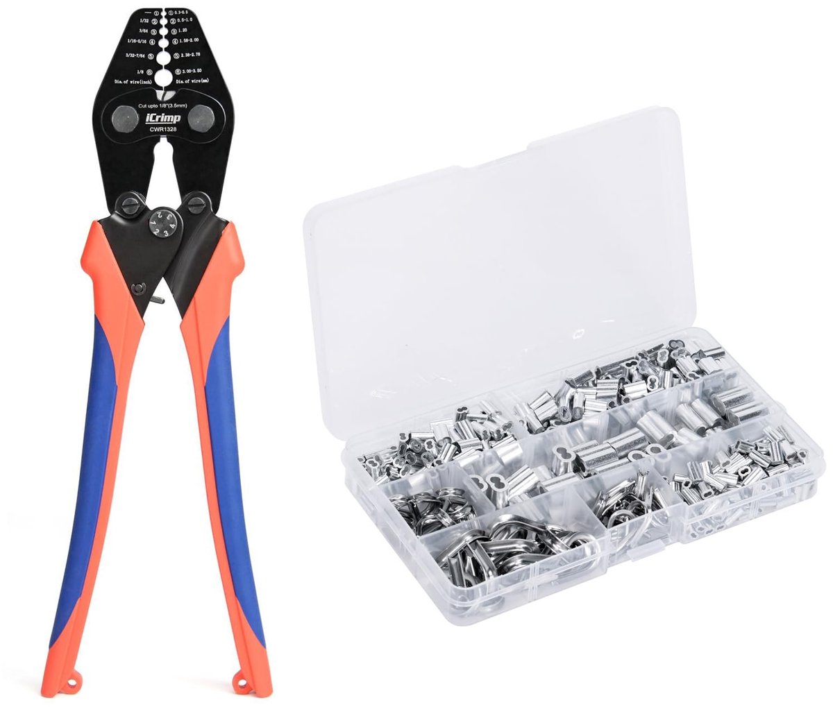 Draadknipper en Crimp Tool Set - 375 Aluminium Sleeves voor 0.3-3.5 mm Kables