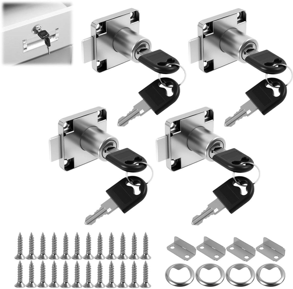 Meubelsloten Set van 4 - Zinklegering - Universele Sleutels