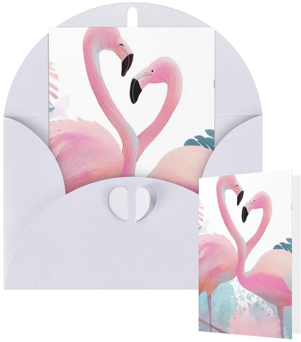 Wenskaarten met enveloppen - Liefde en flamingo - 10 x 15 cm
