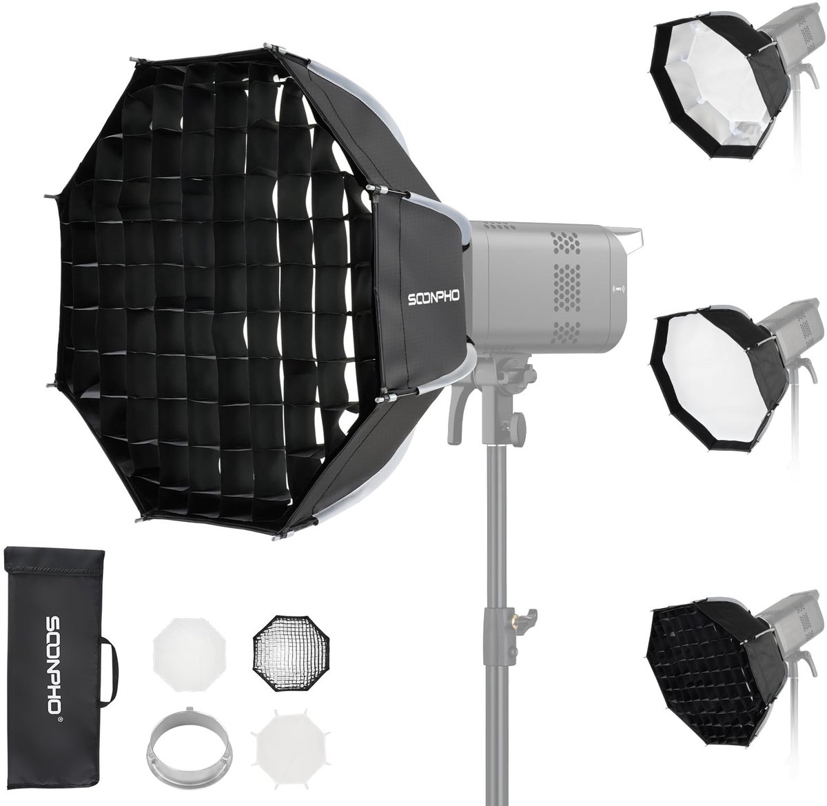 Octagon Softbox 45 cm - Inclusief Diffuser en Draagtas