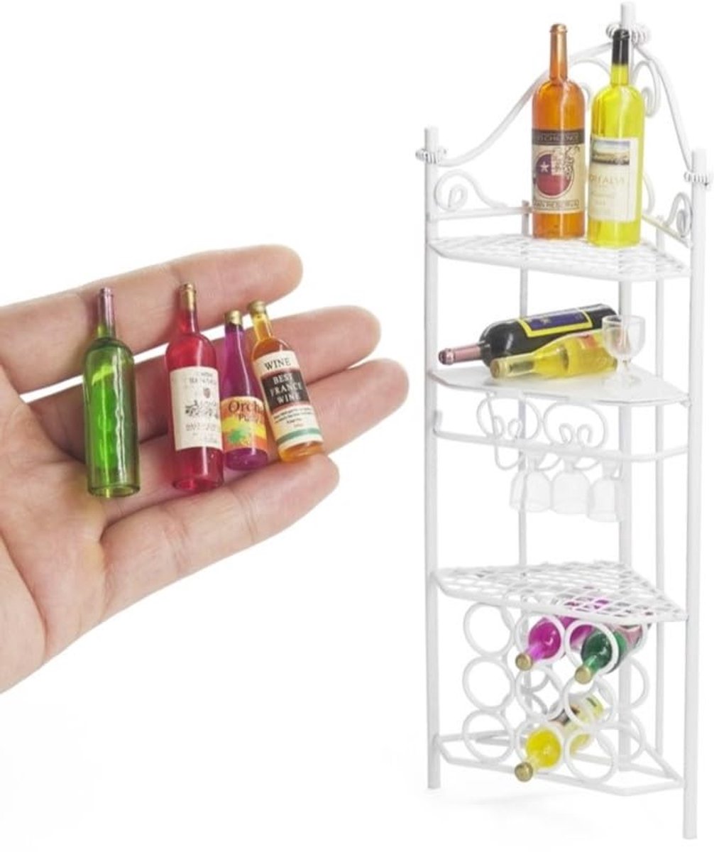 Miniatuur Wijnrek - Schaal 1/12 voor Flessen en Glazen