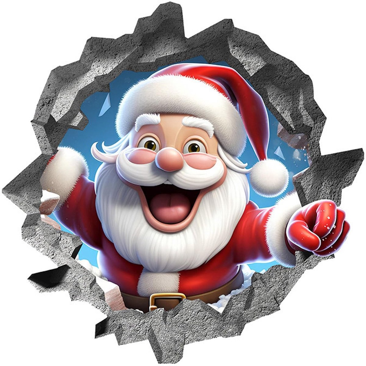 3D-Kerstman Muursticker - Afneembaar en Zonder Resten